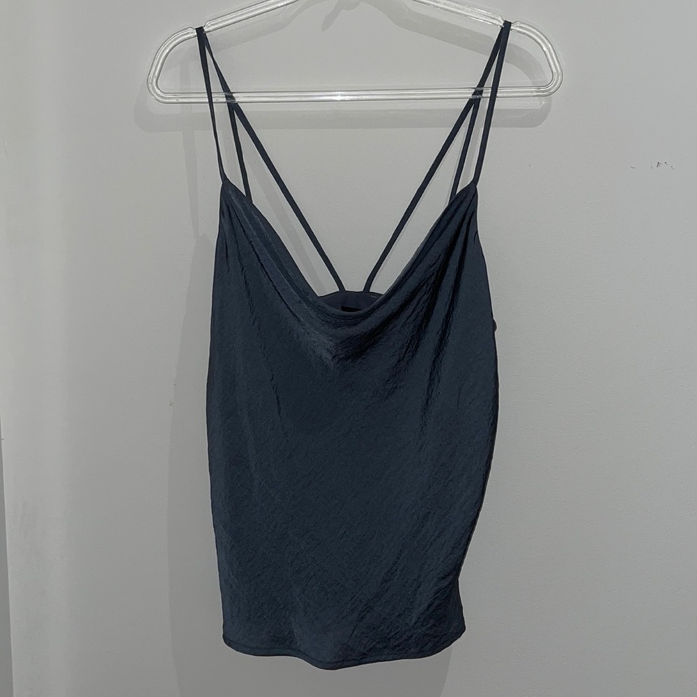 Bardot Navy Blue Double-Strap Cowl Neck Tank